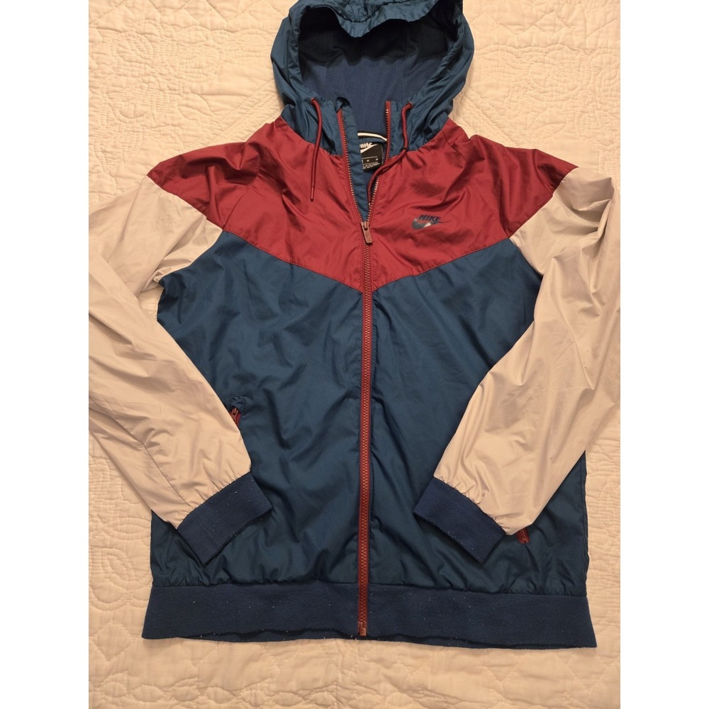 Vintage Nike Colorblock Windbreaker Red White Blue Size Medium Large M L Mens